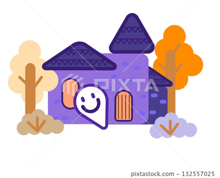 Cute Halloween ghost and pumpkin icons 132557025