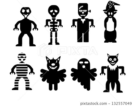 Flat-style Halloween character designs and graphic icons 132557049