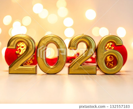 Golden 3D illustration of the number 2026, symbolizing the New Year celebration. Golden 3D illustration of the number 2026, symbolizing the New Year celebration. 132557183