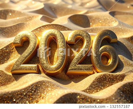 Golden 3D illustration of the number 2026, symbolizing the New Year celebration. Golden 3D illustration of the number 2026, symbolizing the New Year celebration. 132557187