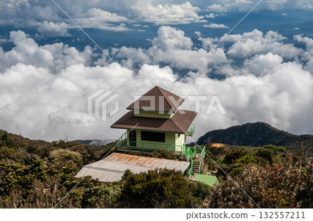 Scenery view from Panalaban Base Camp (3272 m) is where all climbers spend the night after their first day of climbing to Mt.Kinabalu, Malaysia. Scenery view from Panalaban Base Camp (3272 m) is where all climbers spend the night after their first day of climbing to Mt.Kinabalu, Malaysia. 132557211