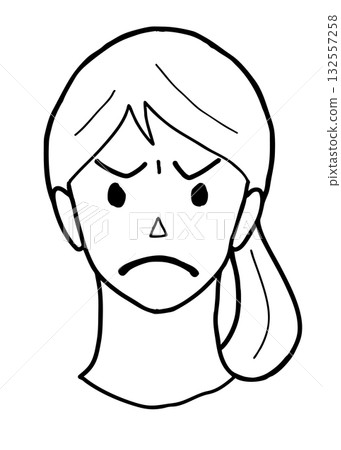 年輕女子臉部插畫 1 憤怒 年輕女子臉部插畫 1 憤怒 132557258