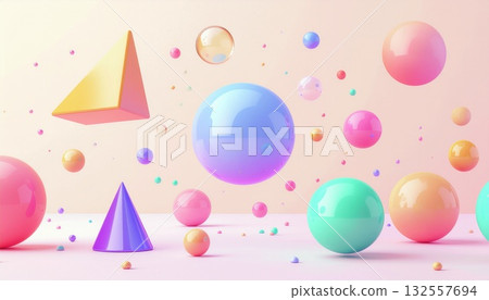 3D rendered abstract illustrations of various shapes. AI-generated material. 3D rendered abstract illustrations of various shapes. AI-generated material. 132557694
