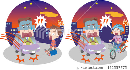 交通安全 <夜間交通事故、黃昏、兒童、小學生> 132557775