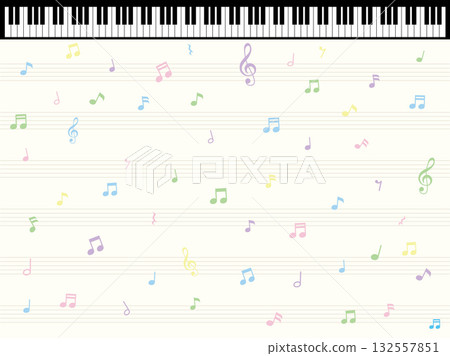 鋼琴鍵盤、音符與五線譜壁紙 132557851