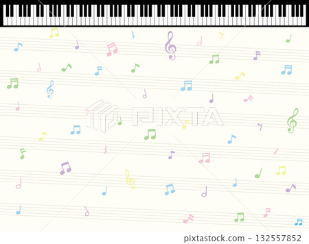 鋼琴鍵盤、音符與五線譜壁紙 132557852