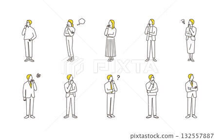 思考、陷入困境的商人的全身插圖集 132557887