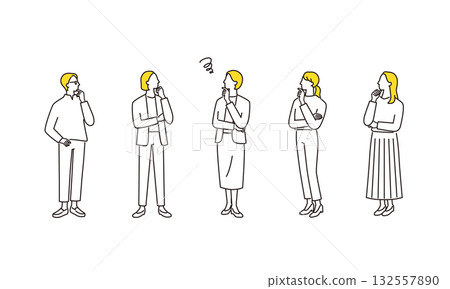 憂心忡忡的女性商業團隊的完整插圖集 132557890