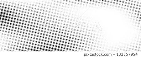 Dotted noise gradient texture. Fading grunge gradation background. Rasterized pixelated cartoon backdrop. Black retro halftone wallpaper. Vector comic pop art overlay in manga and anime style texure 132557954