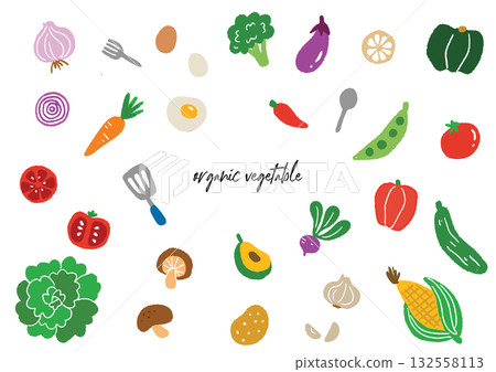 時尚手繪蔬菜插圖套裝 132558113