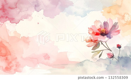 淺色的背景像是水彩顏料暈染過。 132558309