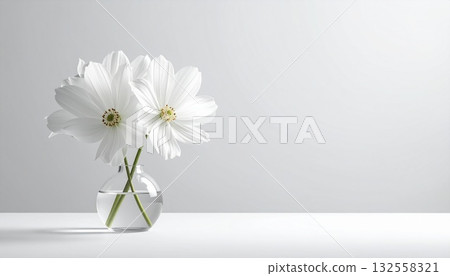 A simple white flower in a clear vase 132558321