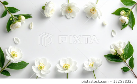 A simple white flower in a clear vase 132558323