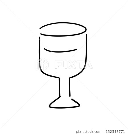 Simple glass line drawing illustration 132558771