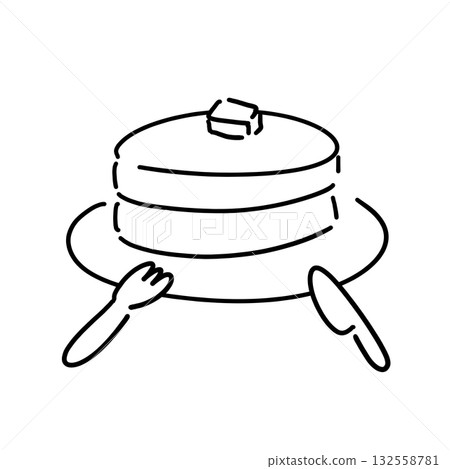 Simple line drawing of a pancake 132558781