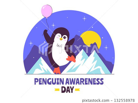 Penguin Awareness Day Vector Illustration on January 20, Featuring Penguins and an Iceberg to Promote Animal Conservation on a Flat Background Penguin Awareness Day Vector Illustration on January 20, Featuring Penguins and an Iceberg to Promote Animal Conservation on a Flat Background 132558978
