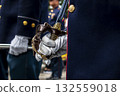 Soldier holding command saber, Military with sword in ceremony, Armed forces in protocol act 132559018