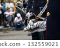 Soldier holding command saber, Military with ceremonial sword, Armed forces with symbol of authority 132559021