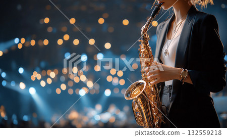 女薩克斯風演奏員 132559218
