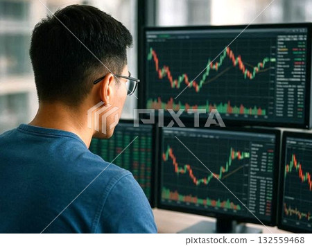 A man trading stocks A man trading stocks 132559468