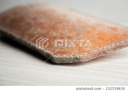 mould on leather product 132559630