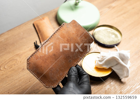 Cleaning the mould on leather product Cleaning the mould on leather product 132559659