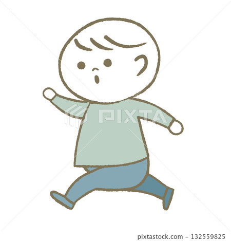 A child running in a good mood Light blue A child running in a good mood Light blue 132559825