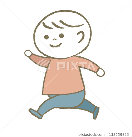 Happy child running pink 132559833