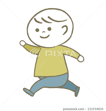 快樂的孩子跑黃色 132559835