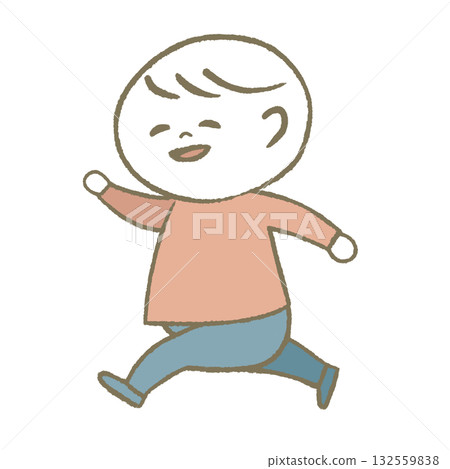 Happy child running pink 132559838