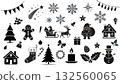 Christmas and winter holiday season monochrome icon collection - Santa Claus, snowflakes, trees 132560065