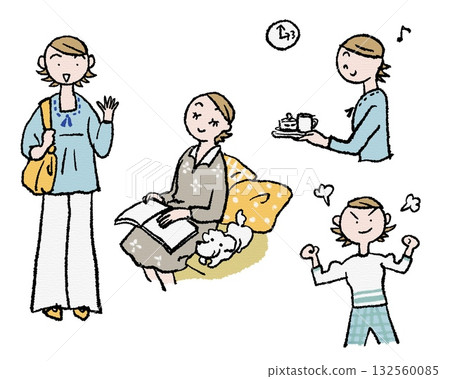 每日快樂女性插畫 132560085