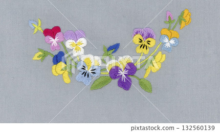 Colorful viola embroidery Colorful viola embroidery 132560139