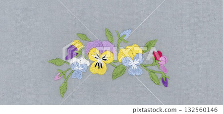Colorful viola embroidery 132560146