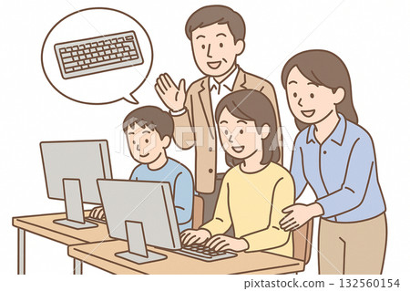 就業支援、電腦工作、影片剪輯和網頁製作插圖 就業支援、電腦工作、影片剪輯和網頁製作插圖 132560154