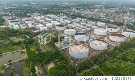 Natural gas storage. LPG tank at sea shore. large LNG or liquefied propane tank large industry area 132560175