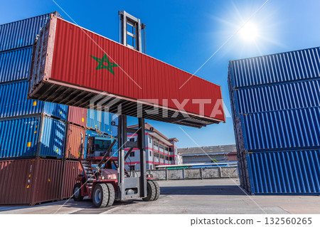 Products shipping cargo goods with Morocco flag for import export business from Morocco country 132560265