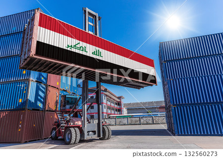 Products shipping cargo goods with Iraq flag for import export business from Iraq country 132560273