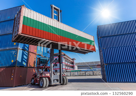 Products shipping cargo goods with Bulgaria flag for import export business from Bulgaria country Products shipping cargo goods with Bulgaria flag for import export business from Bulgaria country 132560290