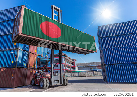 Products shipping cargo goods with Bangladesh flag for import export business from Bangladesh country 132560291