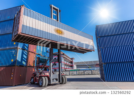 Products shipping cargo goods with Argentina flag for import export business from Argentina country Products shipping cargo goods with Argentina flag for import export business from Argentina country 132560292