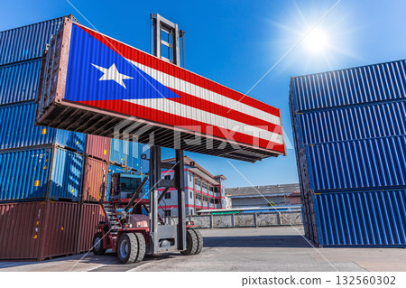 Products shipping cargo goods with Puerto Rico flag for import export business from Puerto Rico country 132560302