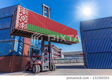Products shipping cargo goods with Belarus flag for import export business from Belarus country Products shipping cargo goods with Belarus flag for import export business from Belarus country 132560303