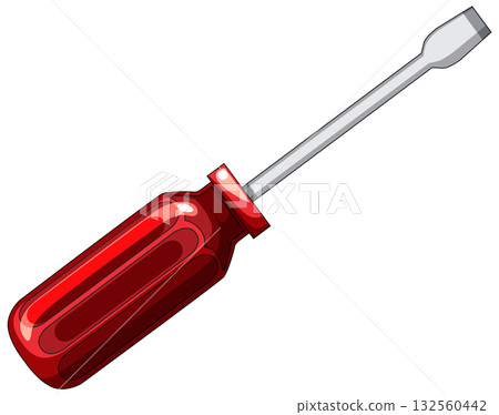 Flathead Screwdriver with Red Handle Vector Illustration 132560442