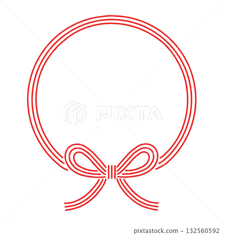 蝴蝶結水引框（圓形，紅色） 132560592