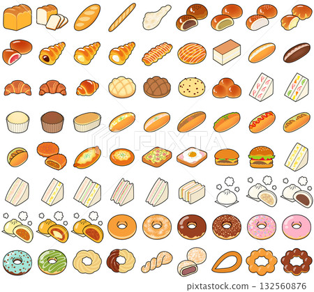 Bread and donut icon set Bread and donut icon set 132560876