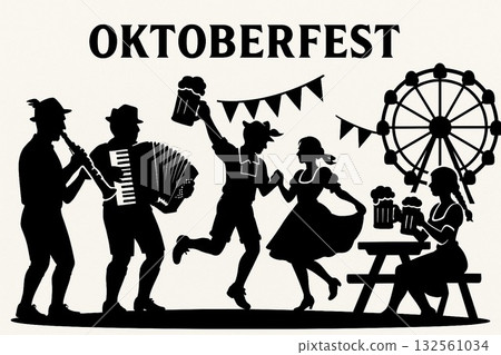 Oktoberfest fun silhouettes 132561034