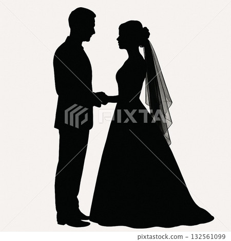 婚禮新郎新娘剪影 132561099