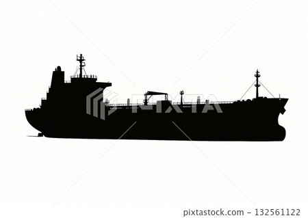 Silhouette of a tanker sailing quietly 132561122