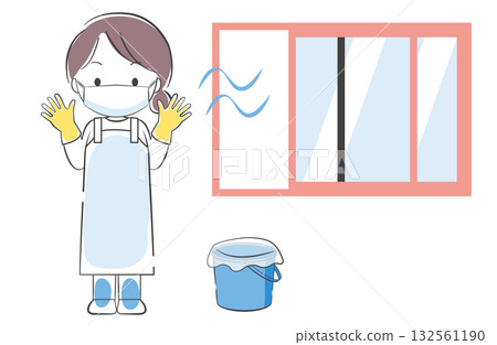 圖解：一名女子打開窗戶通風，進行消毒工作 132561190